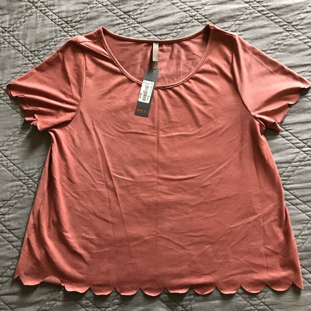 Suede Scalloped Blouse